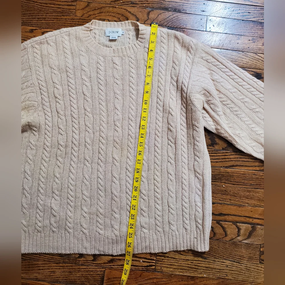 J. Crew Women's Cream Relaxed Cable Knit Sweater 100% Wool Size XL